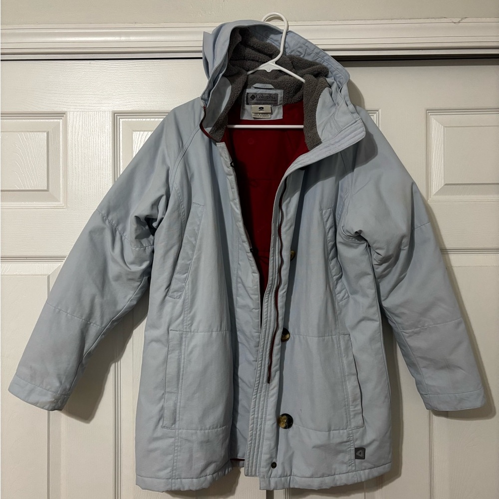 Light Blue Hooded Winter Coat